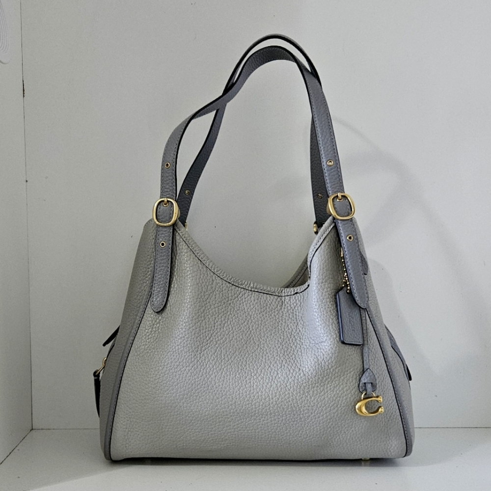 Coach Gray Leather Tote with Gold Hardware